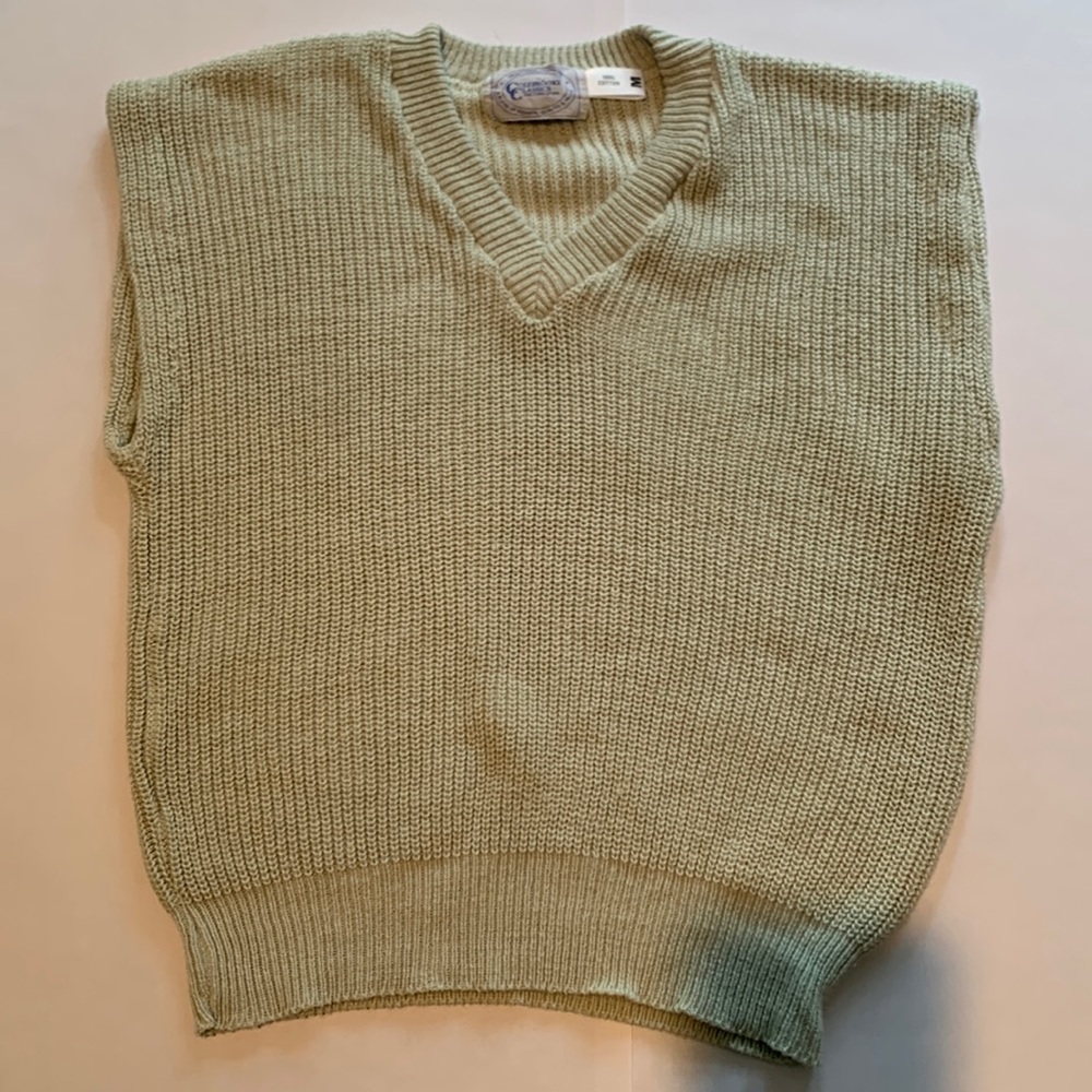 Vintage Colorooke Classics Cotton Sweater Vest - Pale Seafoam